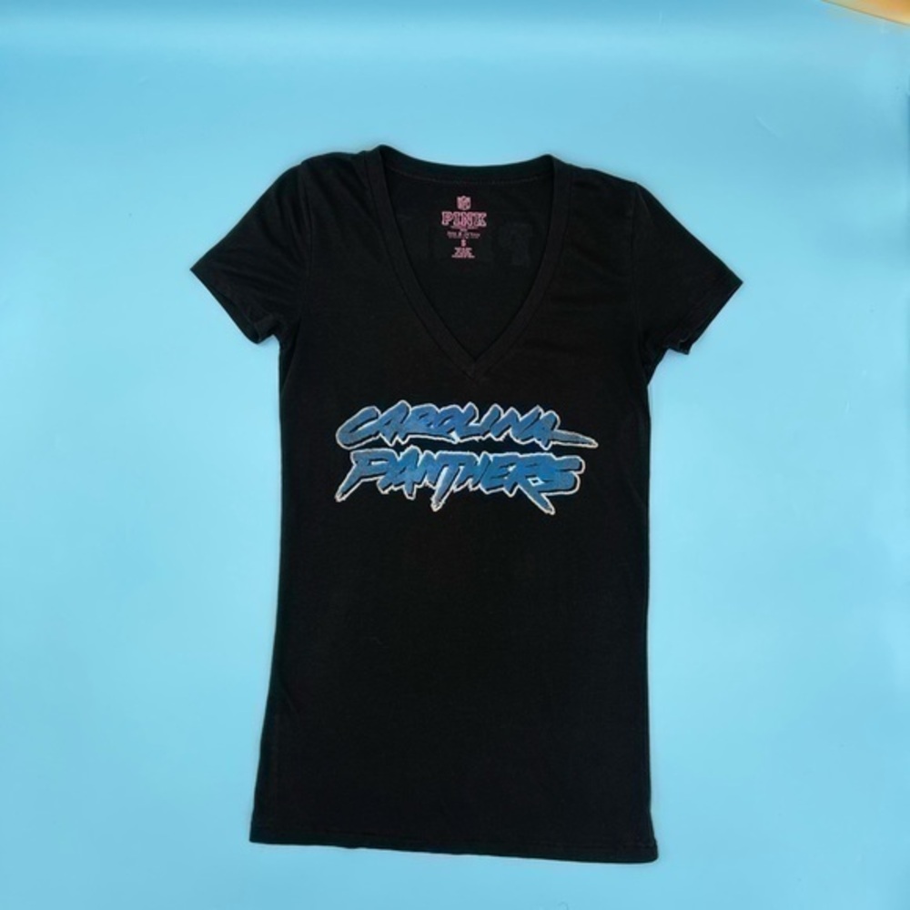 Y2K Victoria Secrete X NFL Carolina Panthers V-neck Tee
